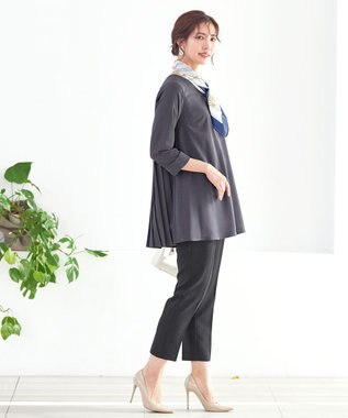 Tiaclasse 【洗える】センタープレス テーパードパンツ ブラック