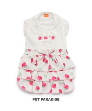 PET PARADISE 犬の服 春夏 ひんやり クール 接触冷感 虫除け 苺 ワンピース 【小型犬】クールマックスエコメイド 白~オフホワイト