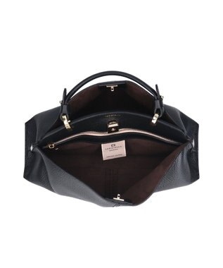 INTER-CHAUSSURES 【LORISTELLA】レザーハンドルセンターシームハンドバッグ ブラック