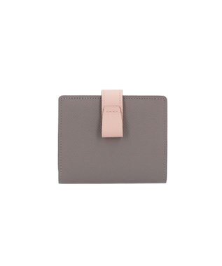 Atelier nuu 日本製 本革 バイカラーnoble 二つ折れウォレット new!グレー×サクラピンク