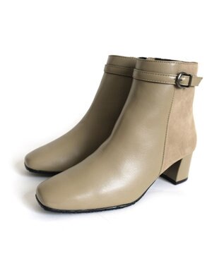 Pointer 本革スエードコンビショートブーツ グレージュ(コンビ)