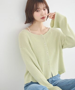 earth music&ecology 【予約】リブクロップドカーディガン