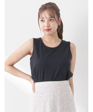earth music&ecology ＳＥＴ２点クレープリボンブラウス＋インナー Black