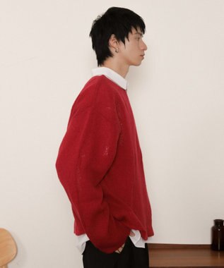 WEGO ダブルガーゼダメージプルオーバー レッド