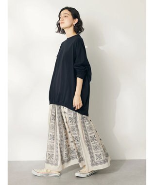 CRAFT STANDARD BOUTIQUE シルケット天竺　フロントギャザーＢＩＧ　Ｔｅｅ　Ｌ／Ｓ Black