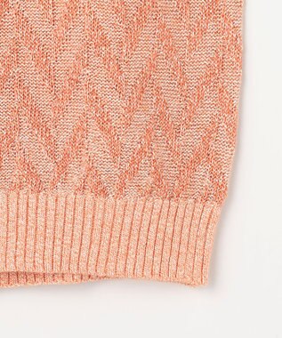 JOSEPH ABBOUD 【キングサイズ・エコ素材和紙使用・日本素材】和紙杢メッシュクルーネック ニット ライトオレンジ系