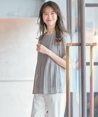 ANY SIS S 【洗える】エアリープリーツ ブラウス ミント