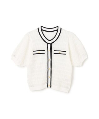 GRACE CONTINENTAL バイカラーシアーニットカーディガン ホワイト