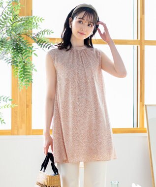 Tiaclasse L 【洗える】体型カバーも叶うAラインギャザーチュニックブラウス ピンク