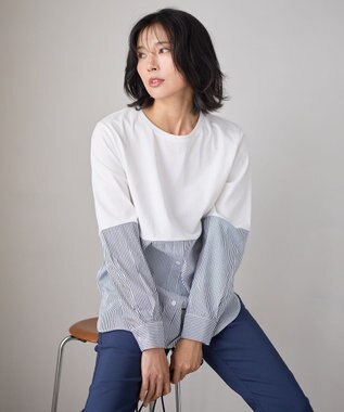 ANY コンビネーションテールＴ オフ×ストライプ