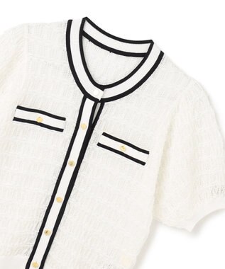 GRACE CONTINENTAL バイカラーシアーニットカーディガン ホワイト