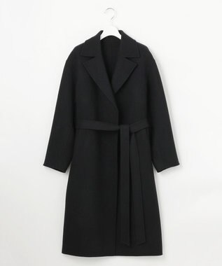 23区 S 【R(アール)】ウールメルトンリバー ロング ラップコート ブラック系