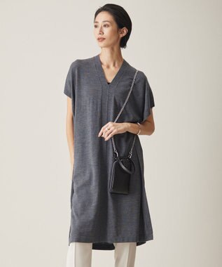 ICB L 【洗える】コンパクトウール ニットチュニック ミディアムグレー系