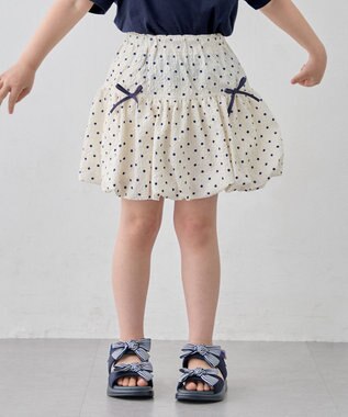 ANY KIDS 【洗濯機可能】バルーン ドットスカート ホワイト