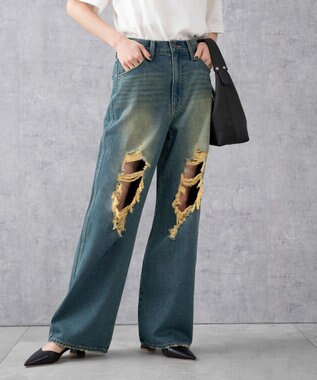 ヴィンテージウォッシュダメージデニムパンツ