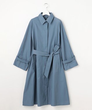 自由区 S コットンナイロンバルカラー コート ブルー