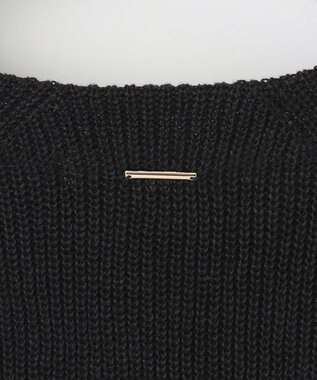 自由区 【XSサイズ～/洗える】リネンミドルゲージボートネック ニット ブラック系