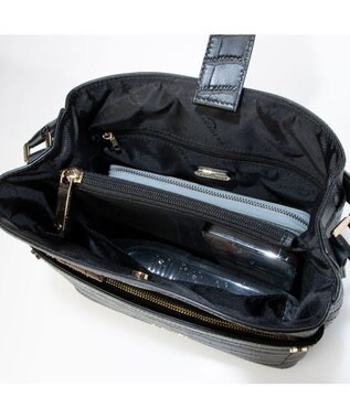 LA BAGAGERIE クロコエンボス2WAYバッグ ブラック