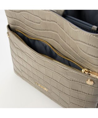 LA BAGAGERIE クロコエンボス2WAYバッグ グレー
