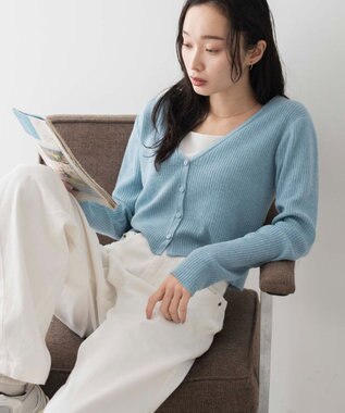 WEGO カラーリブショートカーデ