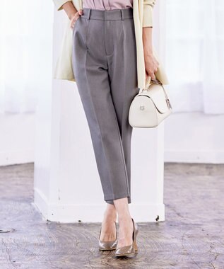 Tiaclasse 【洗える】センタープレス テーパードパンツ チャコール