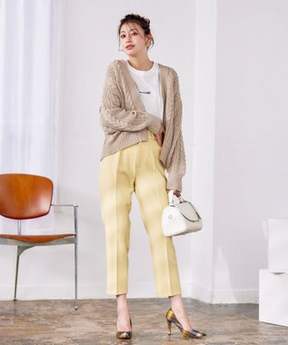 Tiaclasse 【洗える】センタープレス テーパードパンツ イエロー