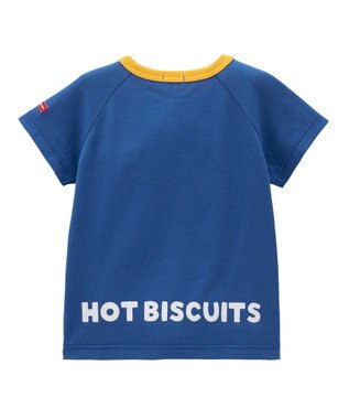 MIKI HOUSE HOT BISCUITS 【70-110cm】 顔ドン ラグラン半袖Tシャツ 青