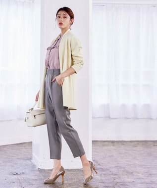 Tiaclasse 【洗える】センタープレス テーパードパンツ チャコール