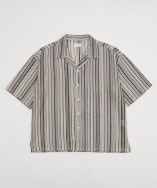 WEGO ストライプメッシュBIGシャツ（SS） オフホワイト