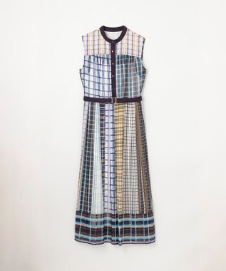 GRACE CONTINENTAL マルチチェックワンピース ネイビー