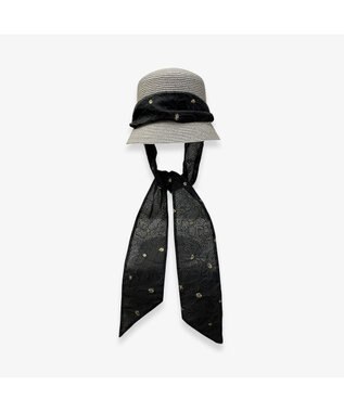 林八百吉商店 un chapeau  スカーフ付ペーパーハット グレー