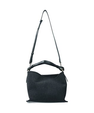 INTER-CHAUSSURES 【LORISTELLA】レザーハンドルキャンバスバッグ ブラックコンビ