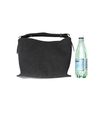 INTER-CHAUSSURES 【LORISTELLA】レザーハンドルキャンバスバッグ ブラックコンビ