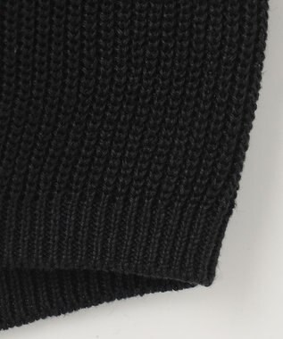 自由区 【XSサイズ～/洗える】リネンミドルゲージボートネック ニット ブラック系