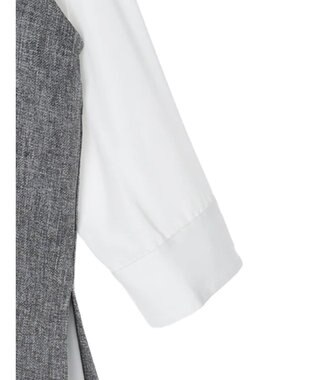Green Parks ＳＥＴ２点Ｖネックベスト＋７分袖ミディシャツワンピース Gray Mixture