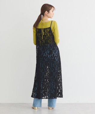 earth music&ecology 起毛レースレイヤードキャミワンピース Black