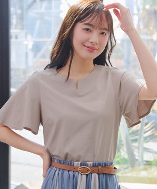 Tiaclasse 【おのののかさん着用】「サマケア」キーネックフレアスリーブトップス