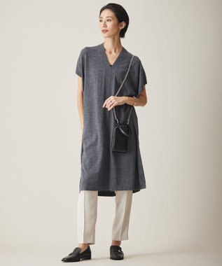 ICB L 【洗える】コンパクトウール ニットチュニック ミディアムグレー系