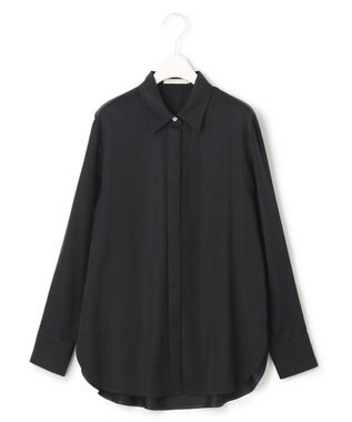 ICB 【洗える】 ルゼブフィブリルサテン シャツ チャコール系