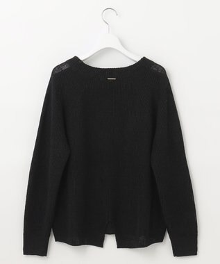 自由区 【XSサイズ～/洗える】リネンミドルゲージボートネック ニット ブラック系