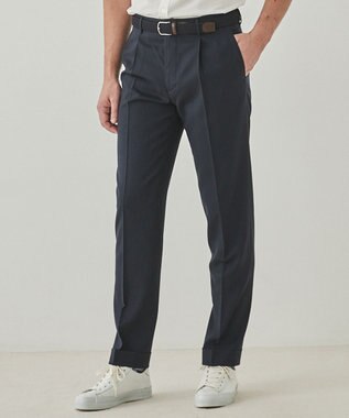 ロングセラー【洗える/折り目加工/シワになりにくい/ウエストアジャスター】ウォッシャブル サマーウール100％パンツ_定番色(1タック)25年モデル