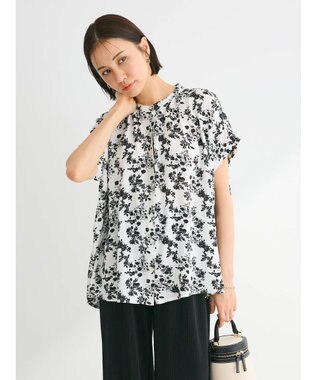 Green Parks アソート柄さらっとレーヨンブラウス Off White