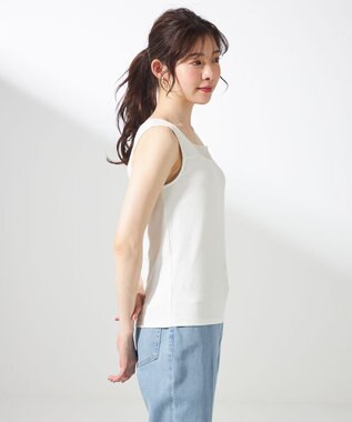 ANY SIS 【洗える】シアーコンビスクエアネック タンクトップ オフ