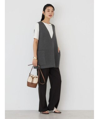 AMERICAN HOLIC ＶネックＷポケットニットベスト Gray Mixture