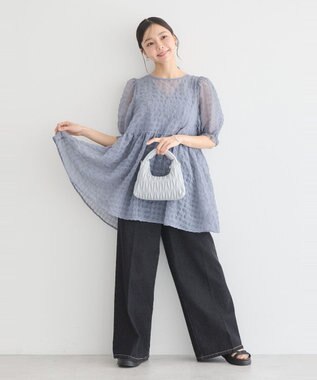 earth music&ecology シアーパフチュニック Gray