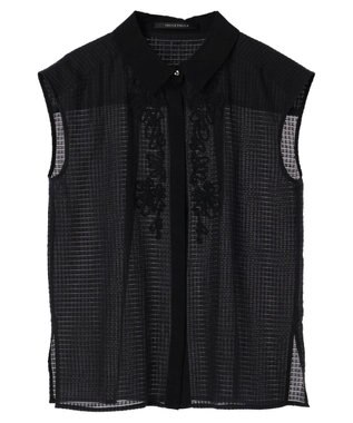 YECCA VECCA コード刺繍シアーブラウス Black