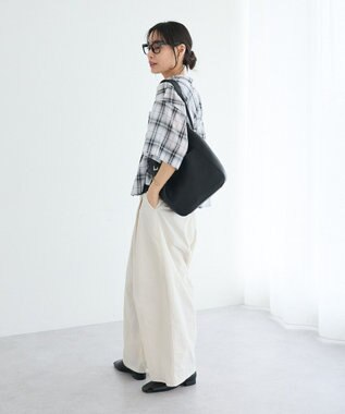 CRAFT STANDARD BOUTIQUE バックギャザーポンチョシャツ Check Ivory