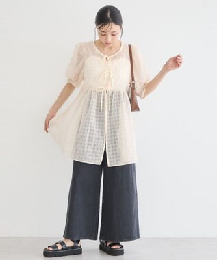 earth music&ecology シアーパフチュニック Ivory