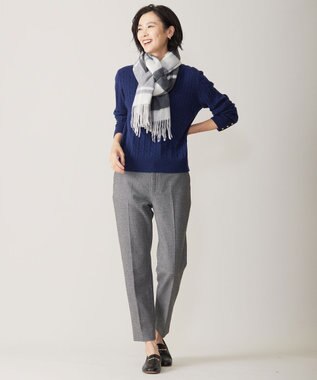 J.PRESS LADIES S 【洗える】チェルビック チェック テーパード パンツ ライトグレー系3