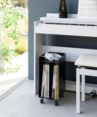 tower ピアノ下楽譜収納ワゴン タワー ブラック ブラック